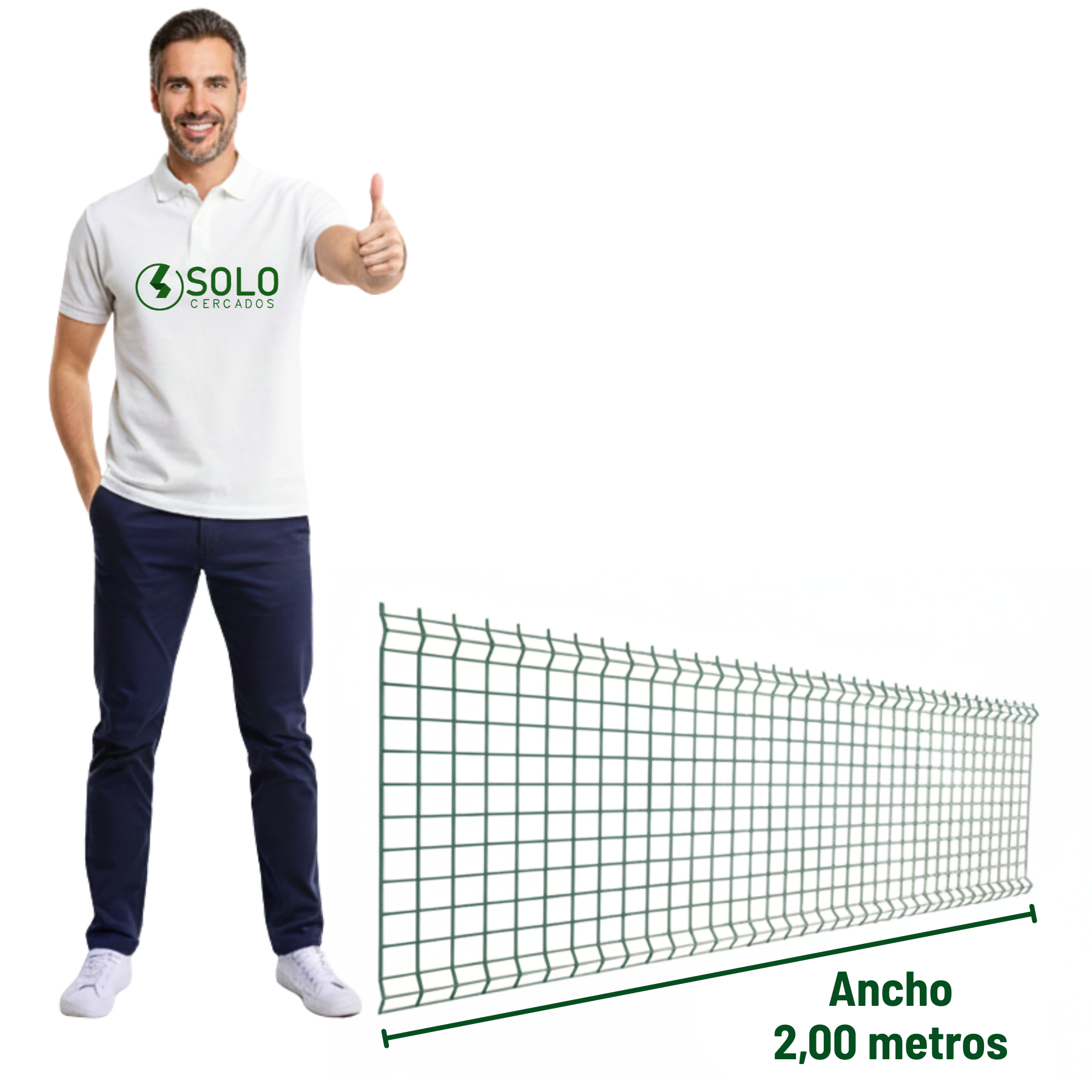 Valla metálica hércules 0,63x2 m, 4mm Grosor Alambre, Verde